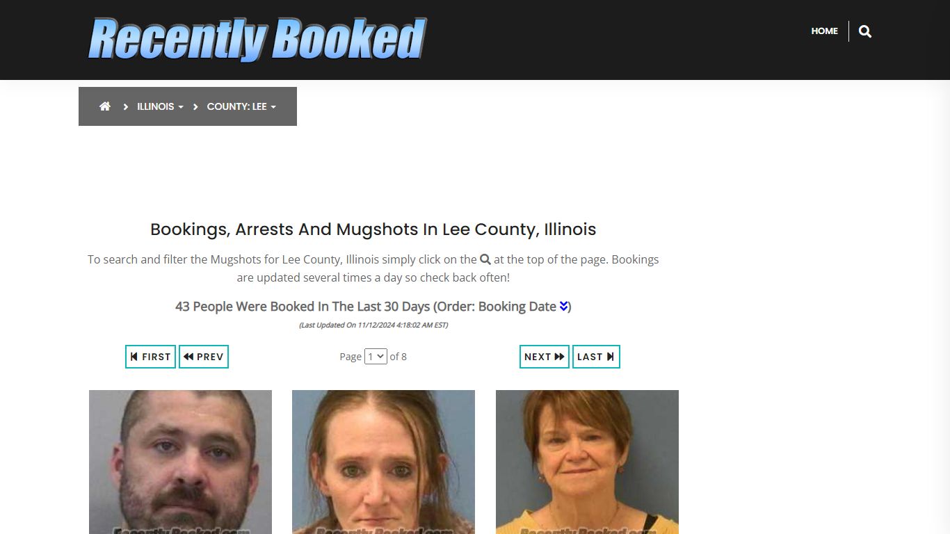 Bookings, Arrests and Mugshots in Lee County, Illinois - Recently Booked