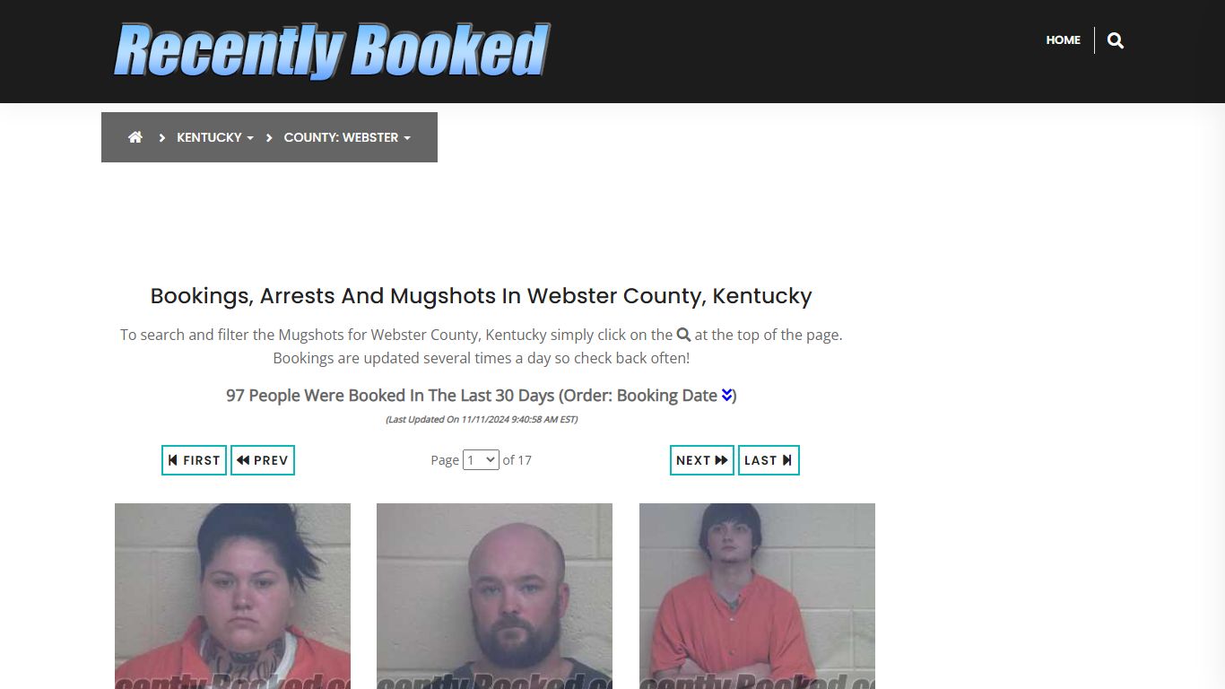 Bookings, Arrests and Mugshots in Webster County, Kentucky