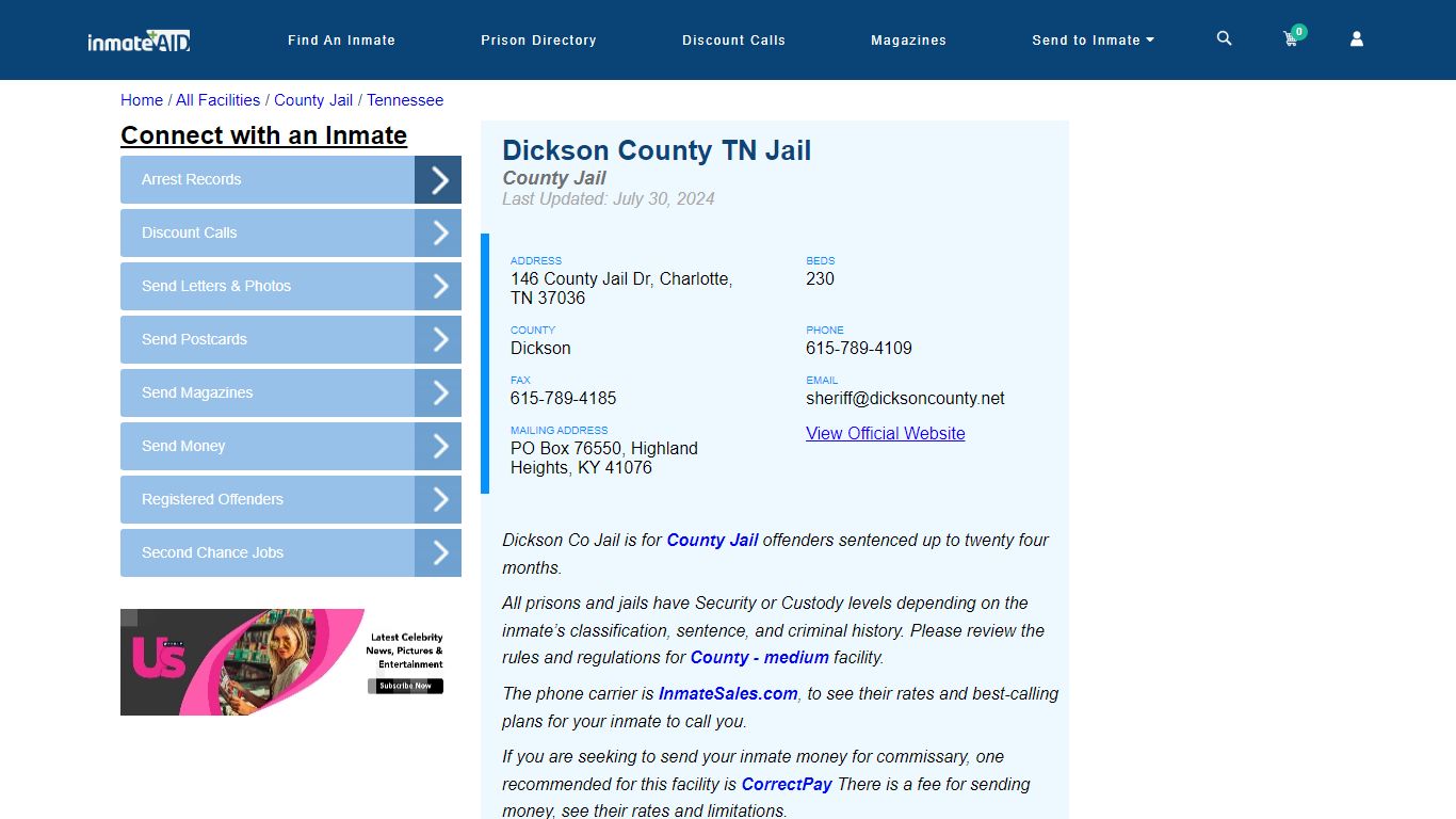 Dickson County TN Jail - Inmate Locator